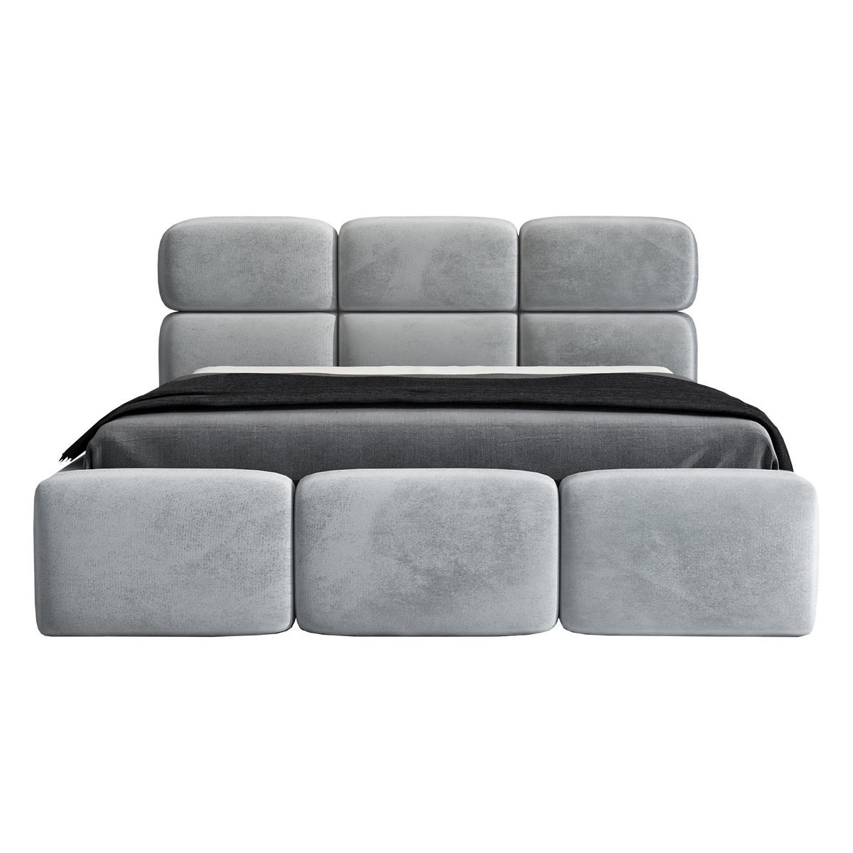 POLSTERBETT MAROKO 90x200 Hellgrau - Hellgrau, Textil (90/200cm) - A&J MöbelLand