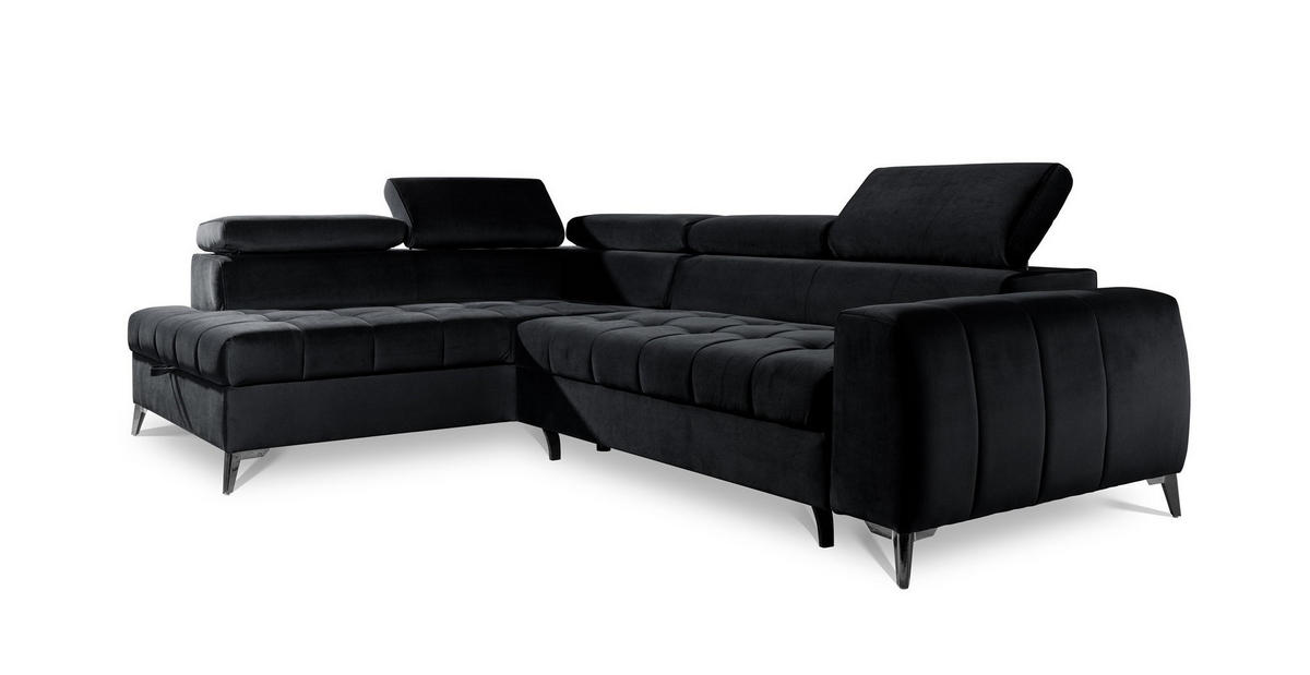 ECKSOFA Schlafsofa Agnesa In Salvador - Schwarz, Holzwerkstoff/Textil (275/200cm) - Fun Möbel