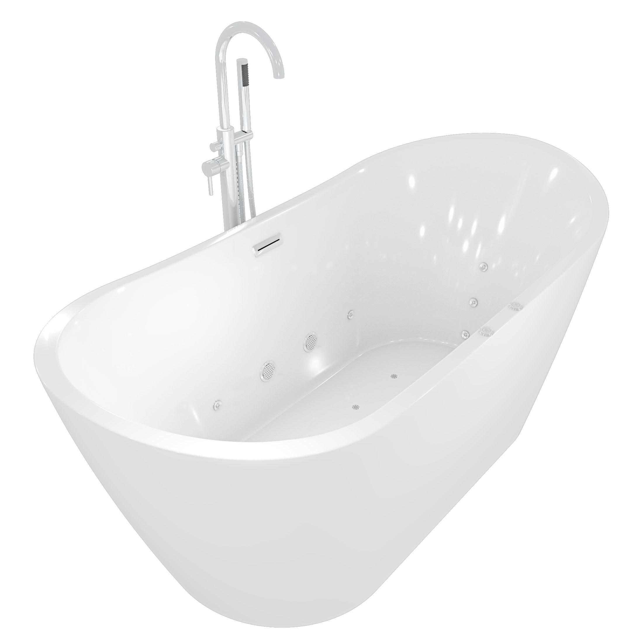 FREISTEHENDE Wanne F23 180cm Whirlpool Armatur AF02 - Weiß, Glas/Kunststoff (80/72/180cm) - AcquaVapore by Sandra Jentho