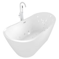 FREISTEHENDE Wanne F23 180cm Whirlpool Armatur AF02 - Weiß, Glas/Kunststoff (80/72/180cm) - AcquaVapore by Sandra Jentho