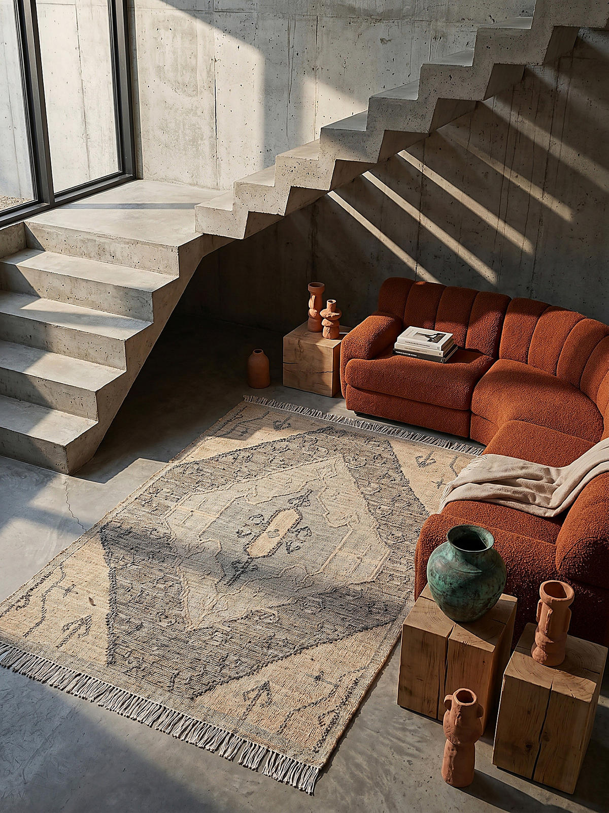 NATURTEPPICH handgewebt BERMEO, im Vintage-Stil, Natur, 160 x 230 cm - Beige, Textil (160/230cm) - KADIMA DESIGN