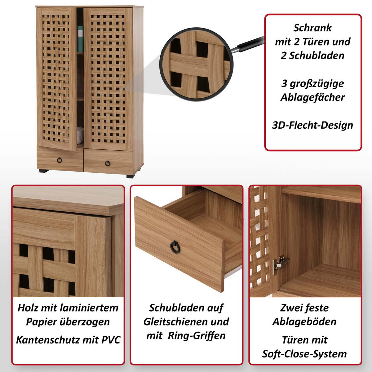 SCHRANK Braun - Braun, Holzwerkstoff (80/138/36cm) - MCW