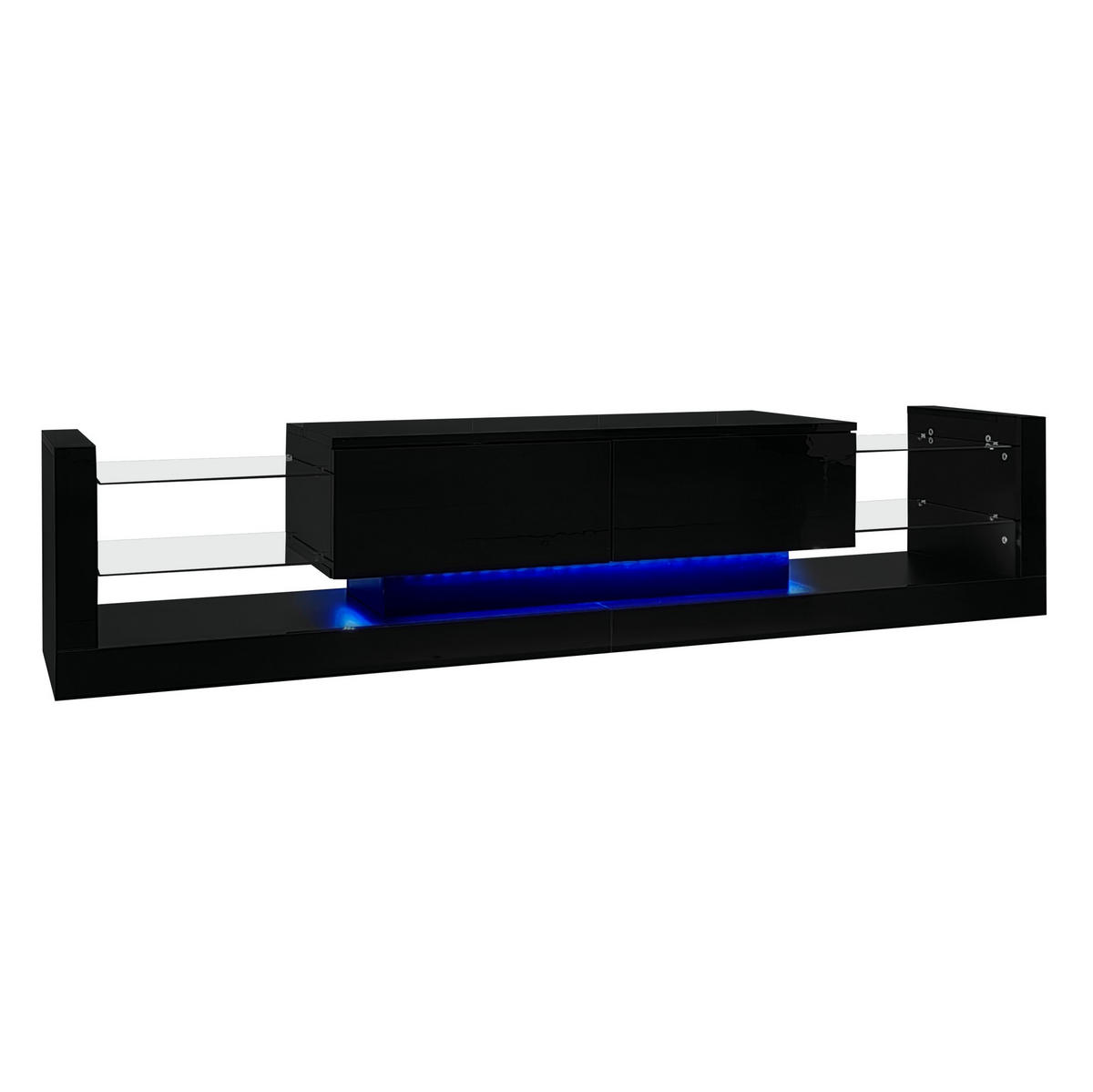 TV-ELEMENT 181/38/38 cm mit LED-Beleuchtung und Hochglanzfront in Schwarz - Schwarz, Holzwerkstoff (181/38/38cm) - BEAOK