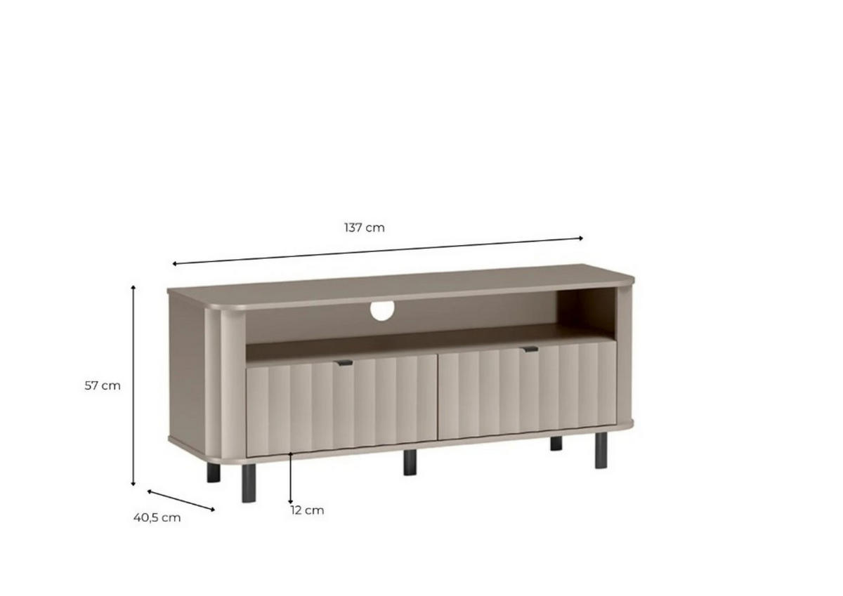 LOWBOARD MODERNO 137/57/40,5 cm, Weiß - Weiß, Holzwerkstoff (137/57/40.5cm) - MASSENO