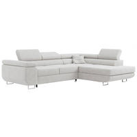 ROHOVÁ SEDAČKA GUSTAW L - Světle šedá Bouclé - Pravá Strana - stříbrná/světle šedá, kov/textil (205/275cm) - MKS