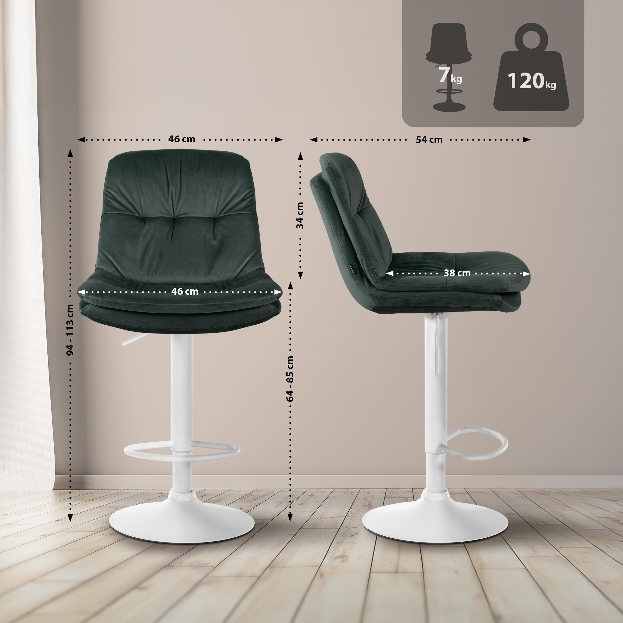 BARHOCKER Samt dunkelgrün - Dunkelgrün/Schwarz, Textil (46/94/54cm) - CLP