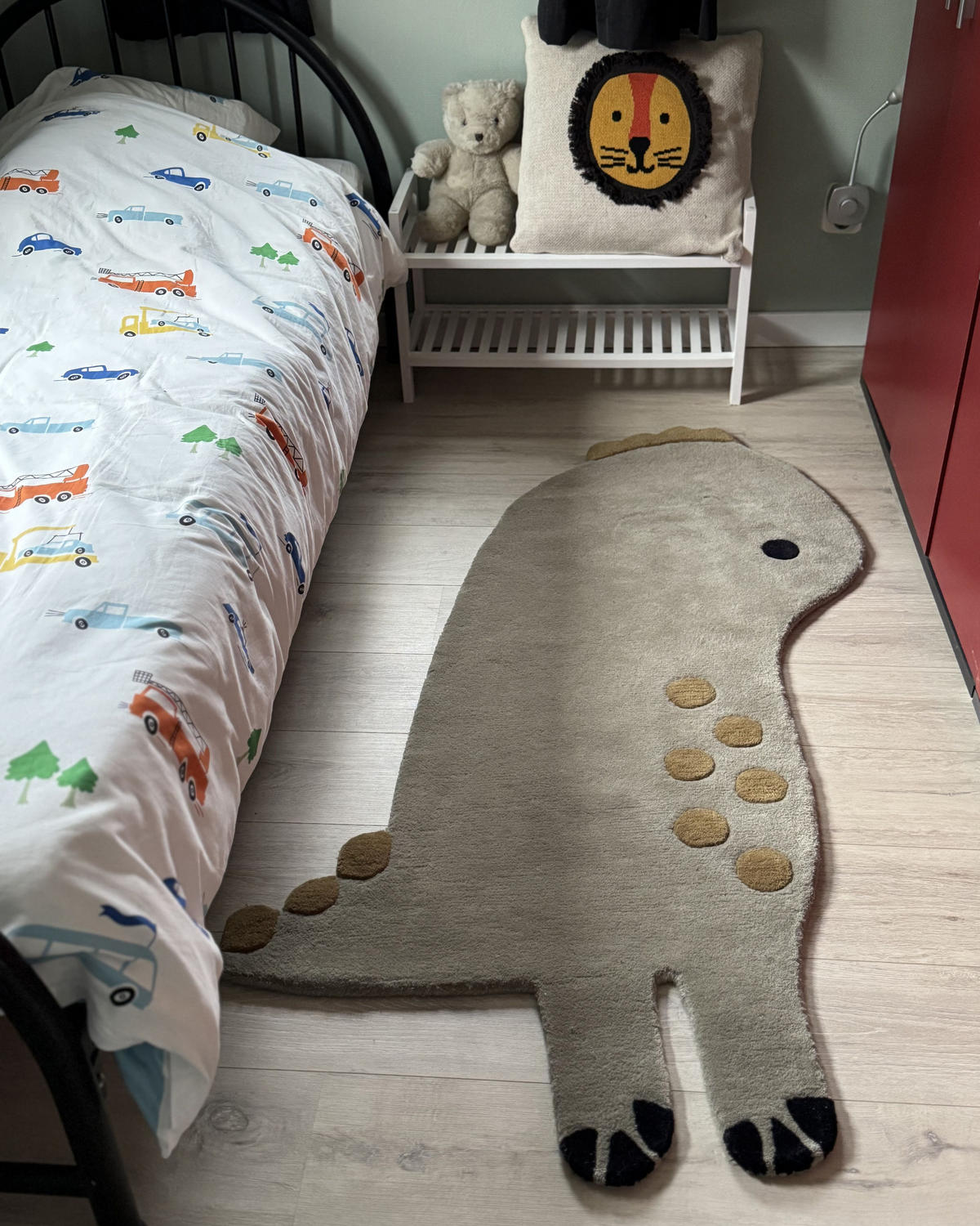 KINDERTEPPICH Dino 160/100 cm - Grau, Naturmaterialien (100/160cm) - Beliani