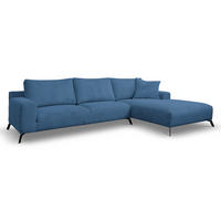 ECKSOFA Aspen in L-Form, Coach Farbe: Blau, Cordstoff, Ottomane Rechts - Blau, Textil (312/187cm) - VENASI MÖBEL