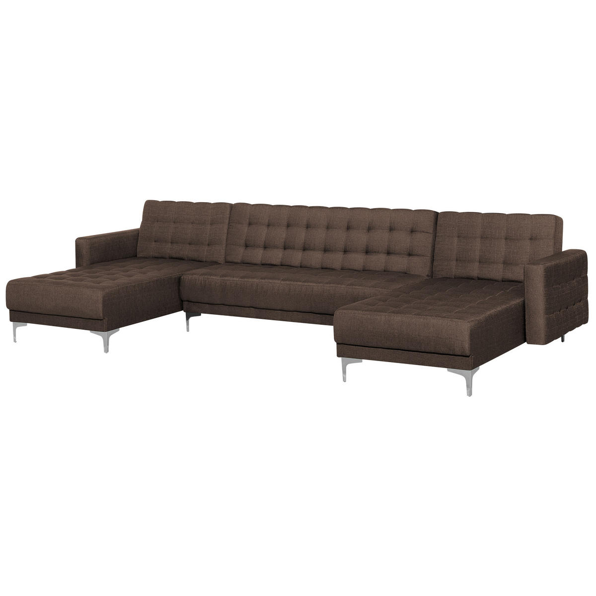 SCHLAFSOFA U-förmig Polsterbezug Dunkelbraun Aberdeen - Dunkelbraun, Textil (348/83/168cm) - Beliani