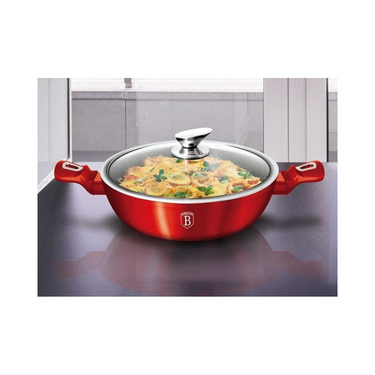 TOPF Rot 28/28/7.5 cm BH1263 - Rot, Metall (28cm) - Berlinger Haus