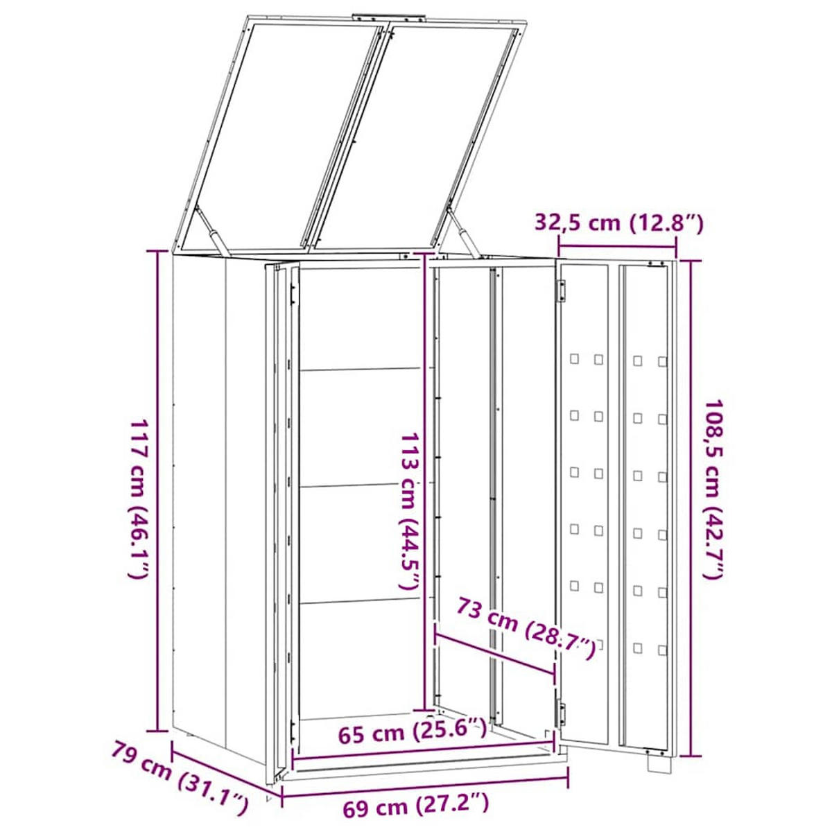 MÜLLTONNENBOX Gorilo für 1 Tonne Anthrazit 69x79x117 cm - Anthrazit, Metall (69/117/79cm) - DELUKE
