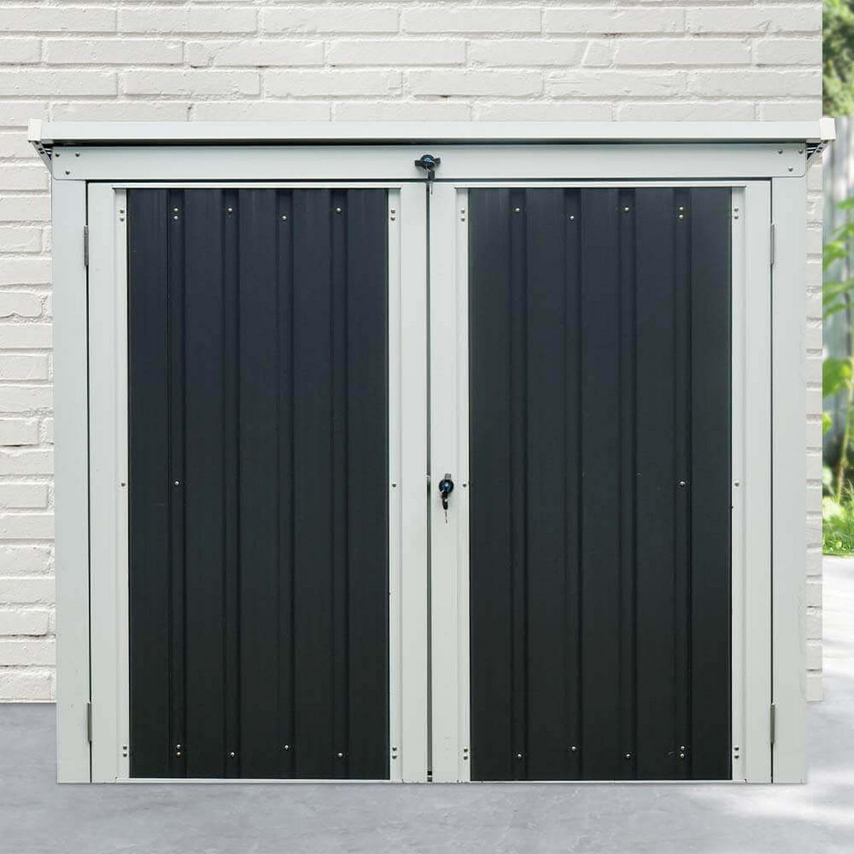 MÜLLTONNENBOX BASURA M - 2x 240L - Anthrazit, Metall (158/134/101cm) - Home Deluxe