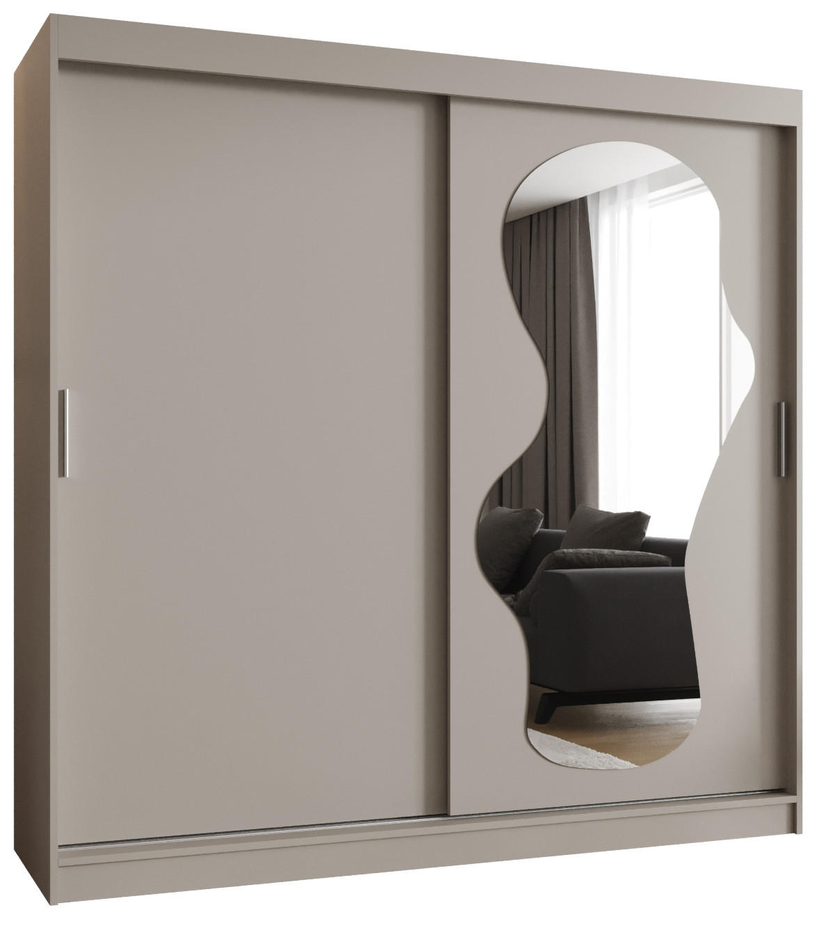 SCHWEBETÜRENSCHRANK 200/200/62 2-türig - Kaschmir/Silberfarben, Holz (200/200/62cm) - MÖBEL KRYSPOL