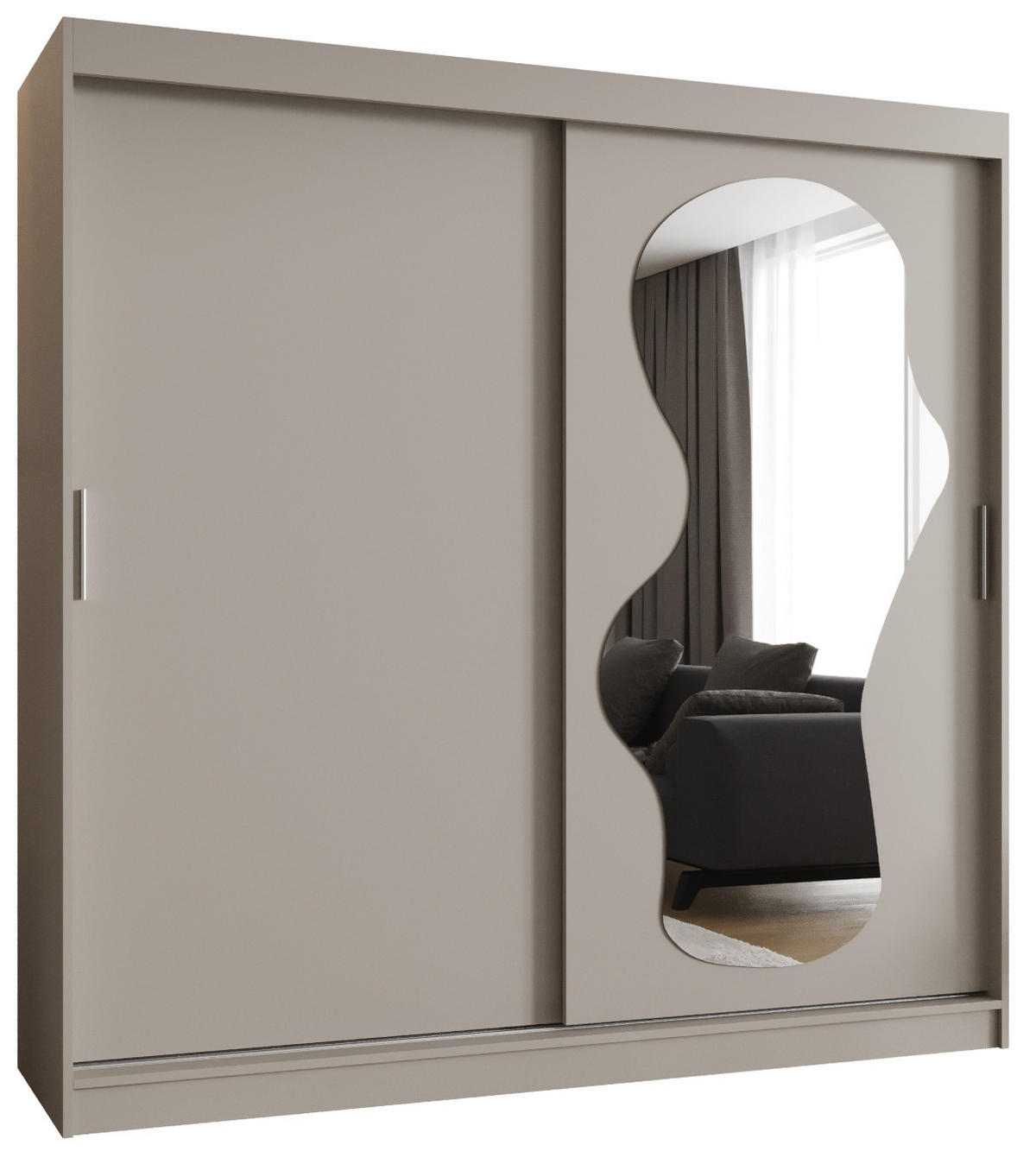 SCHWEBETÜRENSCHRANK 200/200/62 2-türig - Kaschmir/Silberfarben, Holz (200/200/62cm) - MÖBEL KRYSPOL