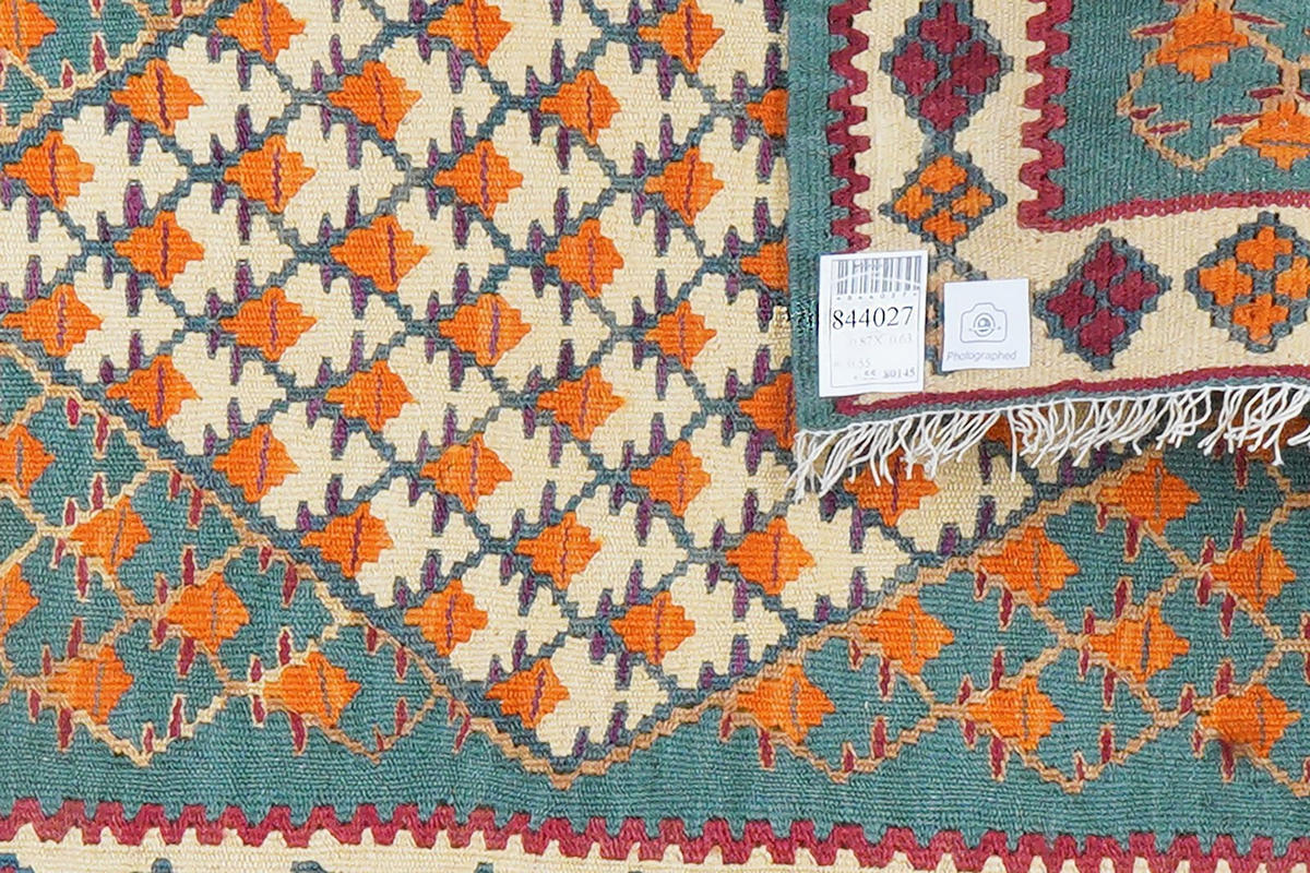 KELIM-TEPPICH handgewebt Senneh Grün 87/63 cm Schurwolle - Grün, Textil (63/87cm) - Looma