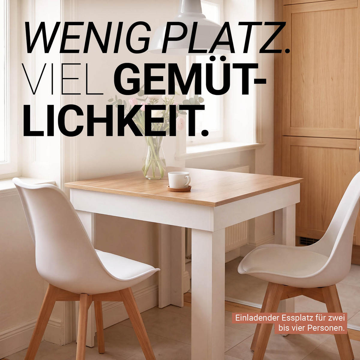 ESSTISCH in Naturfarbe 80/80/73 cm Holz - Weiß/Naturfarben, Holzwerkstoff (80/80/73cm) - Homestyle4u