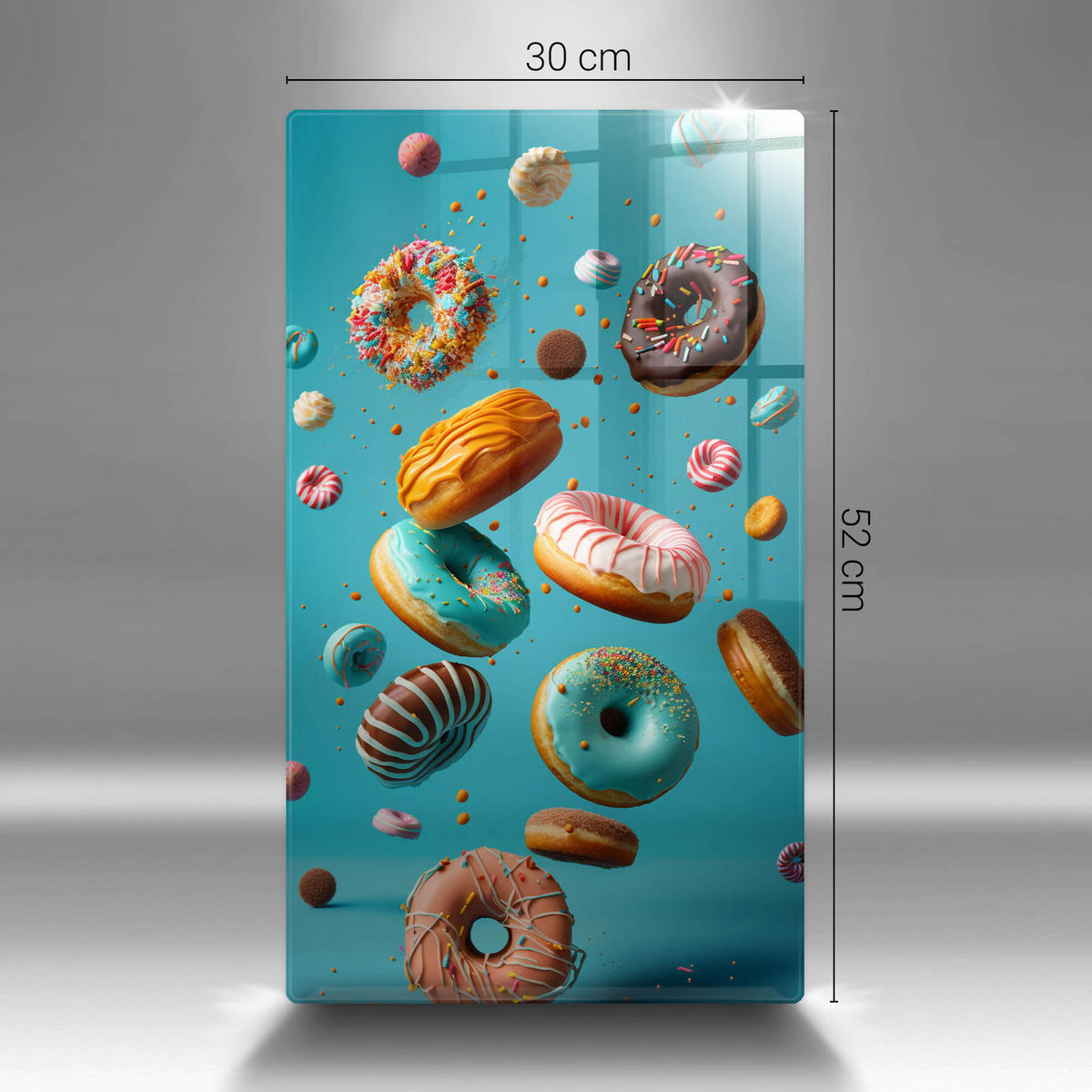 GLASPLATTE 30x52 cm Bunte Donuts - Grau, Glas (30/52cm) - Wallfluent