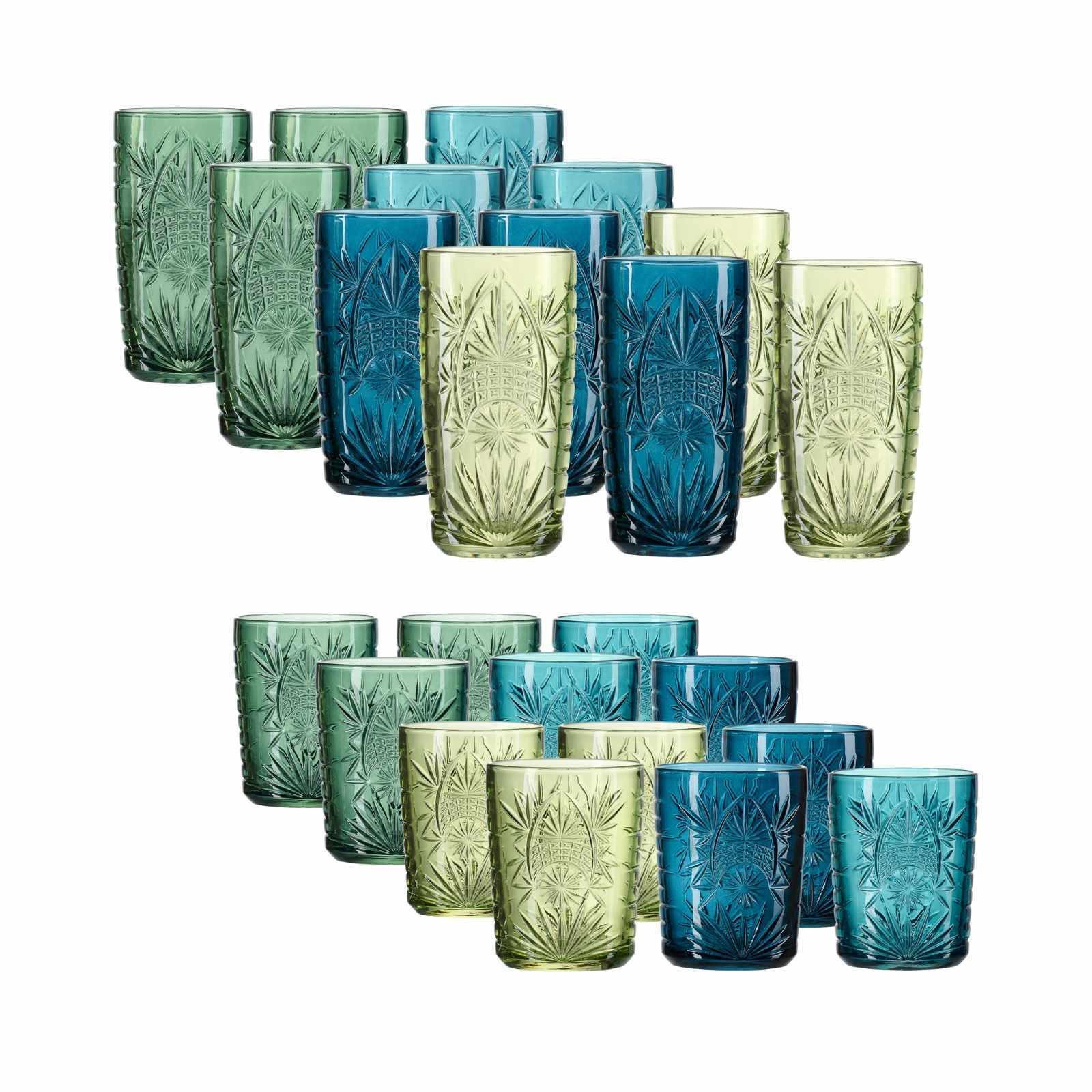 BARGLÄSER-SET Bari blau-grün 24er Set - Blau/Grün, Glas (0.001L) - Ritzenhoff Breker