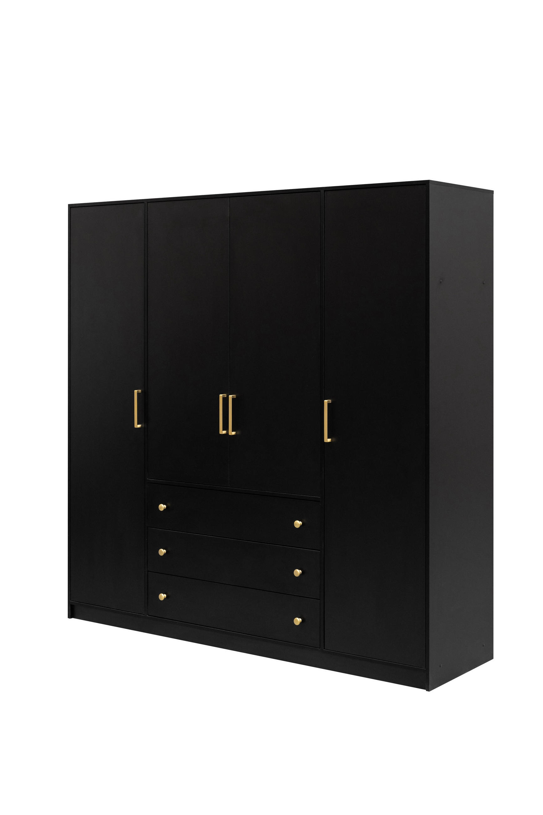 DREHTÜRENSCHRANK IRELIA 196/200/57,5 cm 4-türig Schwarz - Schwarz, Holzwerkstoff (196/200/57.5cm) - MASSENO