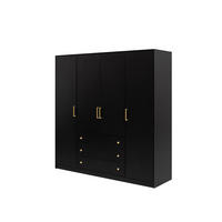 DREHTÜRENSCHRANK IRELIA 196/200/57,5 cm 4-türig Schwarz - Schwarz, Holzwerkstoff (196/200/57.5cm) - MASSENO