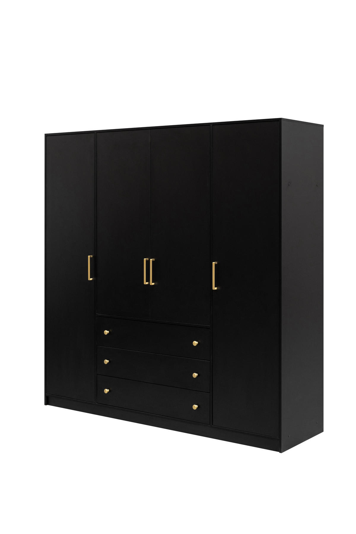 DREHTÜRENSCHRANK IRELIA 196/200/57,5 cm 4-türig Schwarz - Schwarz, Holzwerkstoff (196/200/57.5cm) - MASSENO