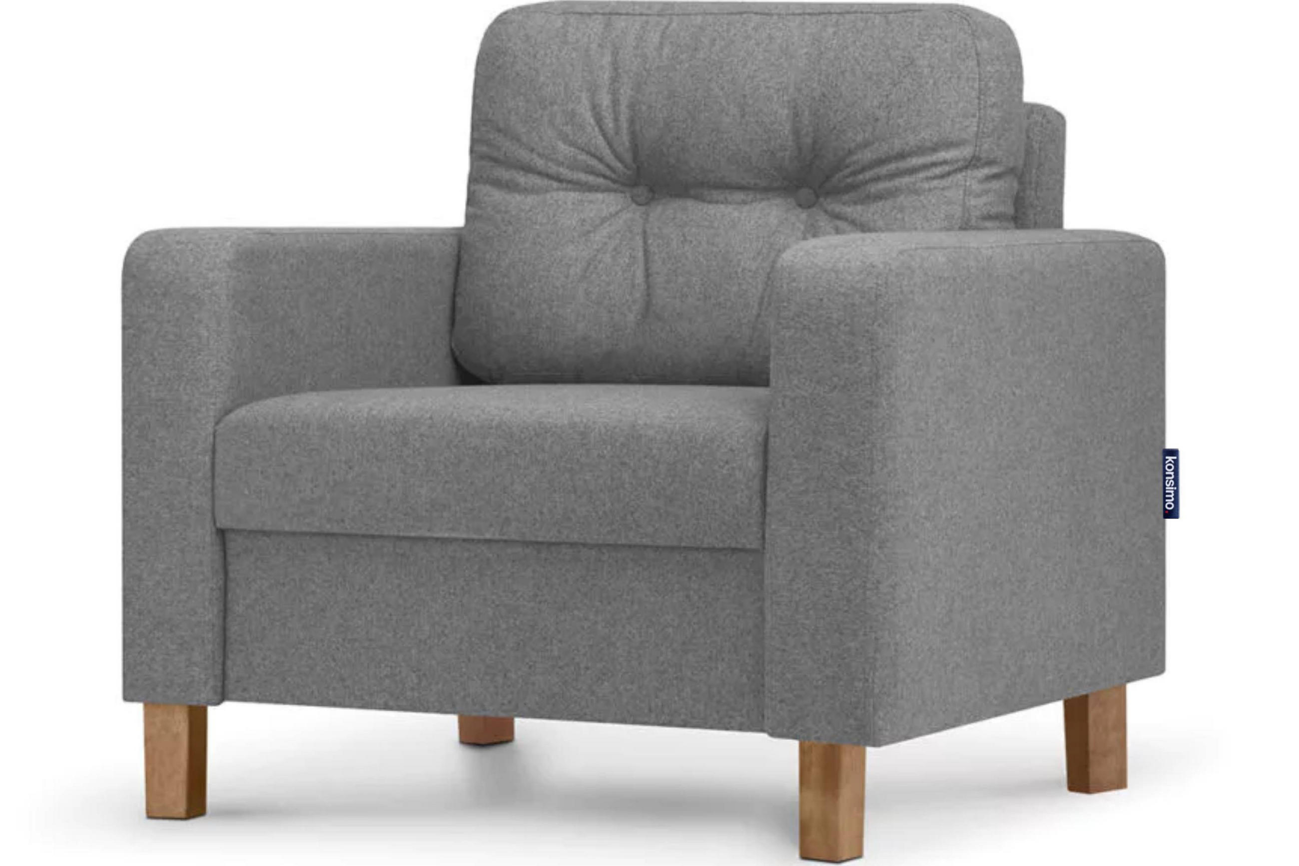 SESSEL ERISO mit Armlehnen und angenehmer Stoff zum Anfassen, Strukturstoff, dunkelgrau - Dunkelgrau/Braun, Textil (80/75/75cm) - KONSIMO®