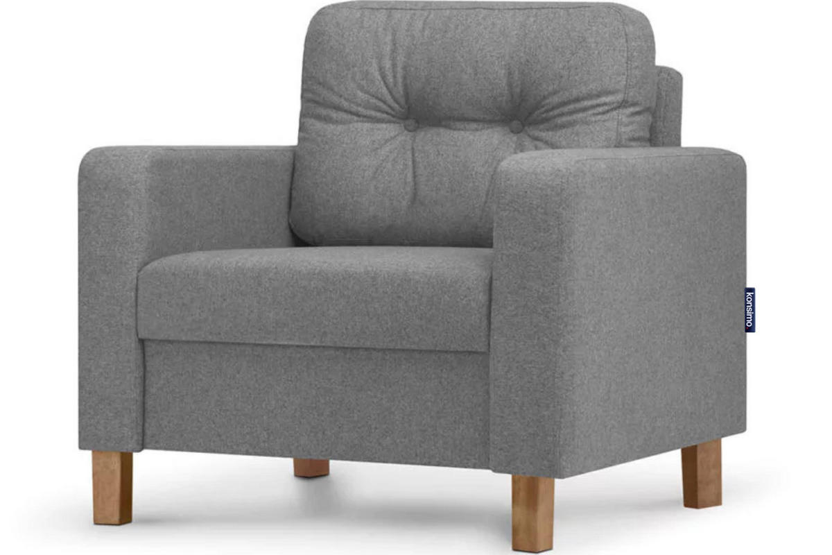 SESSEL ERISO mit Armlehnen und angenehmer Stoff zum Anfassen, Strukturstoff, dunkelgrau - Dunkelgrau/Braun, Textil (80/75/75cm) - KONSIMO®