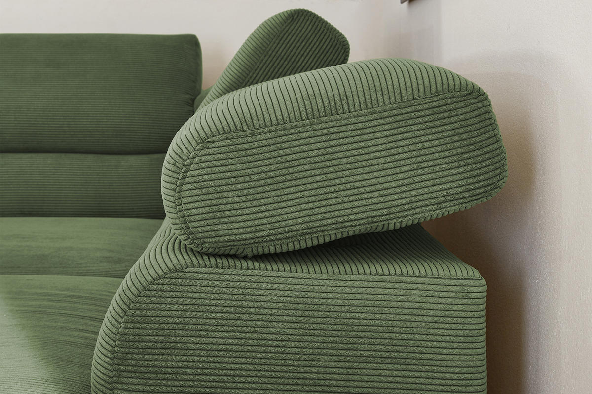 ECKSOFA MIT MOTORISCHEM SITZVORZUG DELIA Grün Cord - Schwarz/Grün, Textil/Metall (276/219cm) - KAWOLA