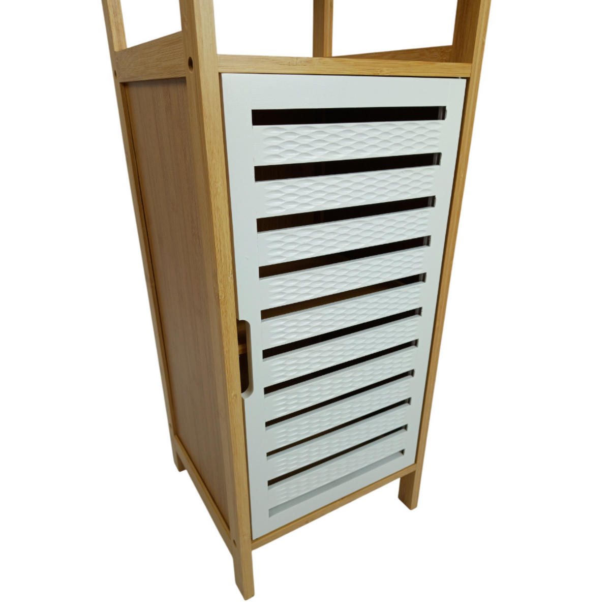 BADREGAL Bambus Weiß Naturfarben Schrank 89x30x30 cm - Naturfarben/Weiß, Holz (30/89/30cm) - Begryf