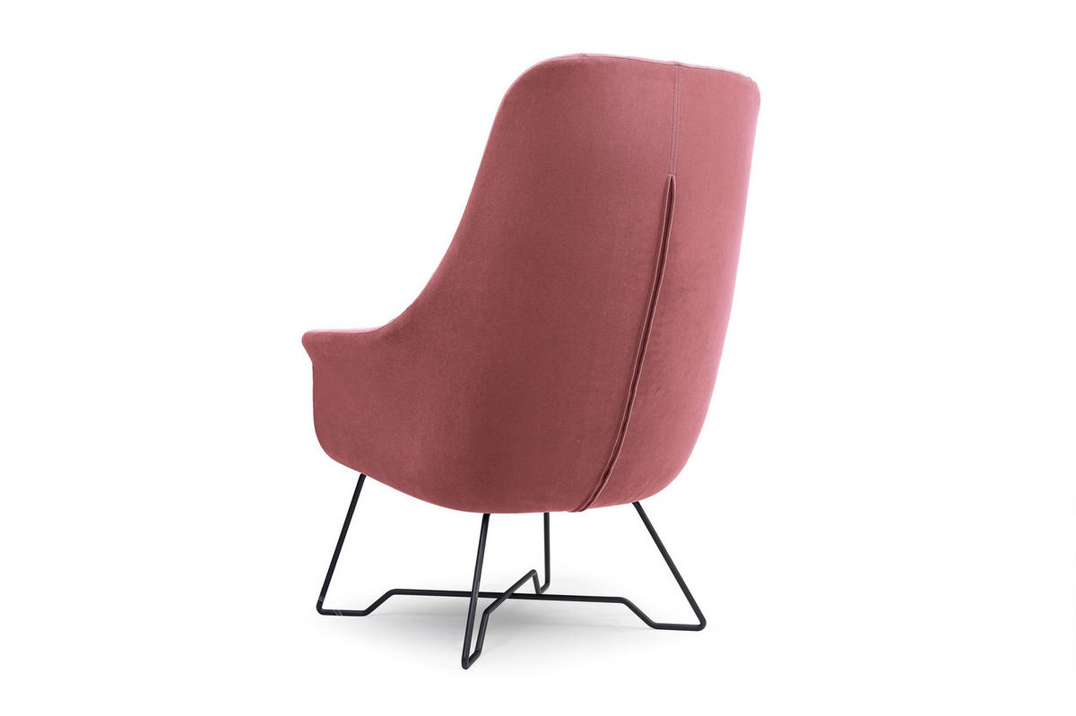 SESSEL SEDUTA, Modern Polstersessel Loungesessel, Velours-Stoff Rosa - Rosa, Holz/Metall (72.5/101.5/83cm) - MASSENO