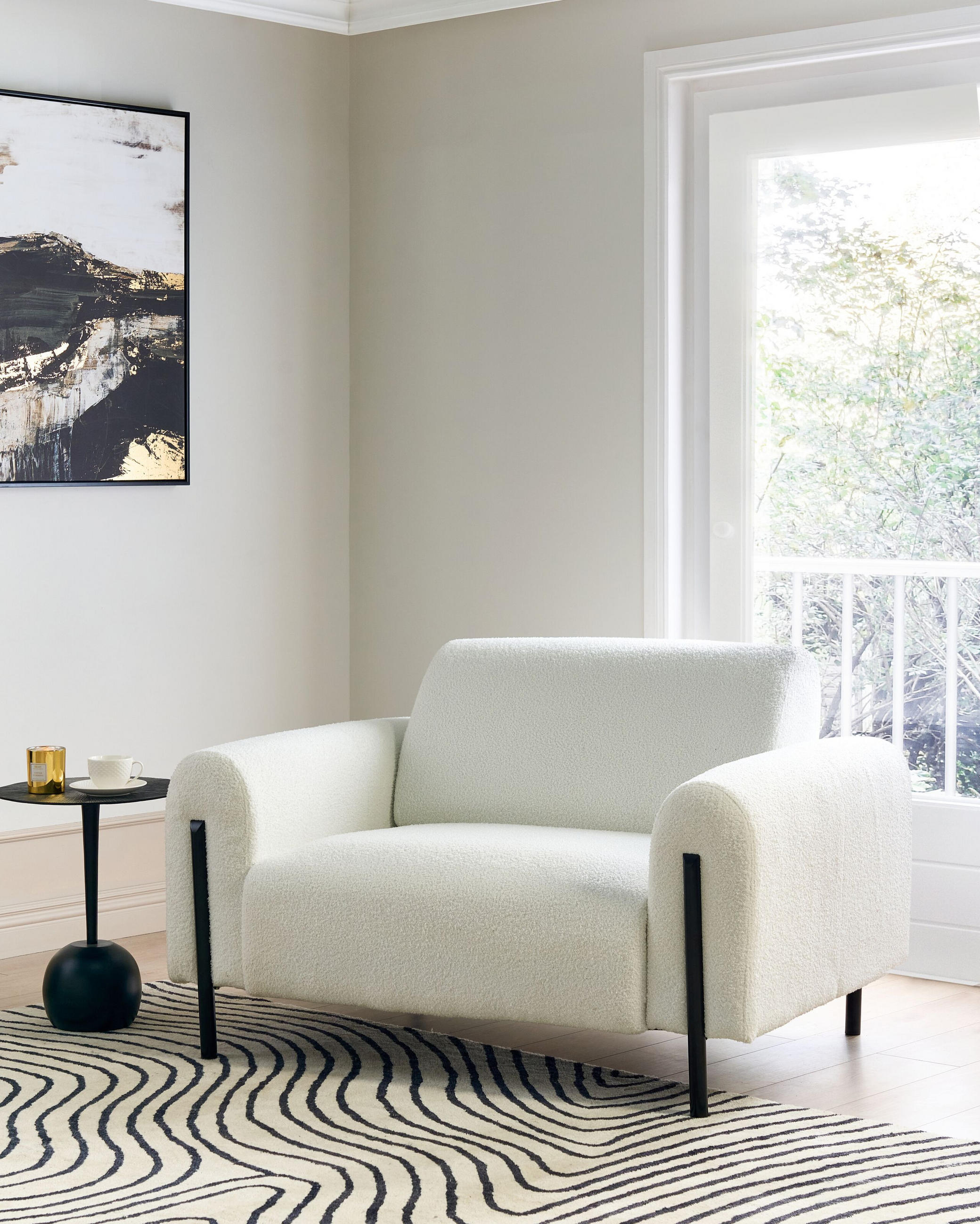 SESSEL Weiß Askim - Schwarz/Weiß, Textil (123/79/95cm) - Beliani