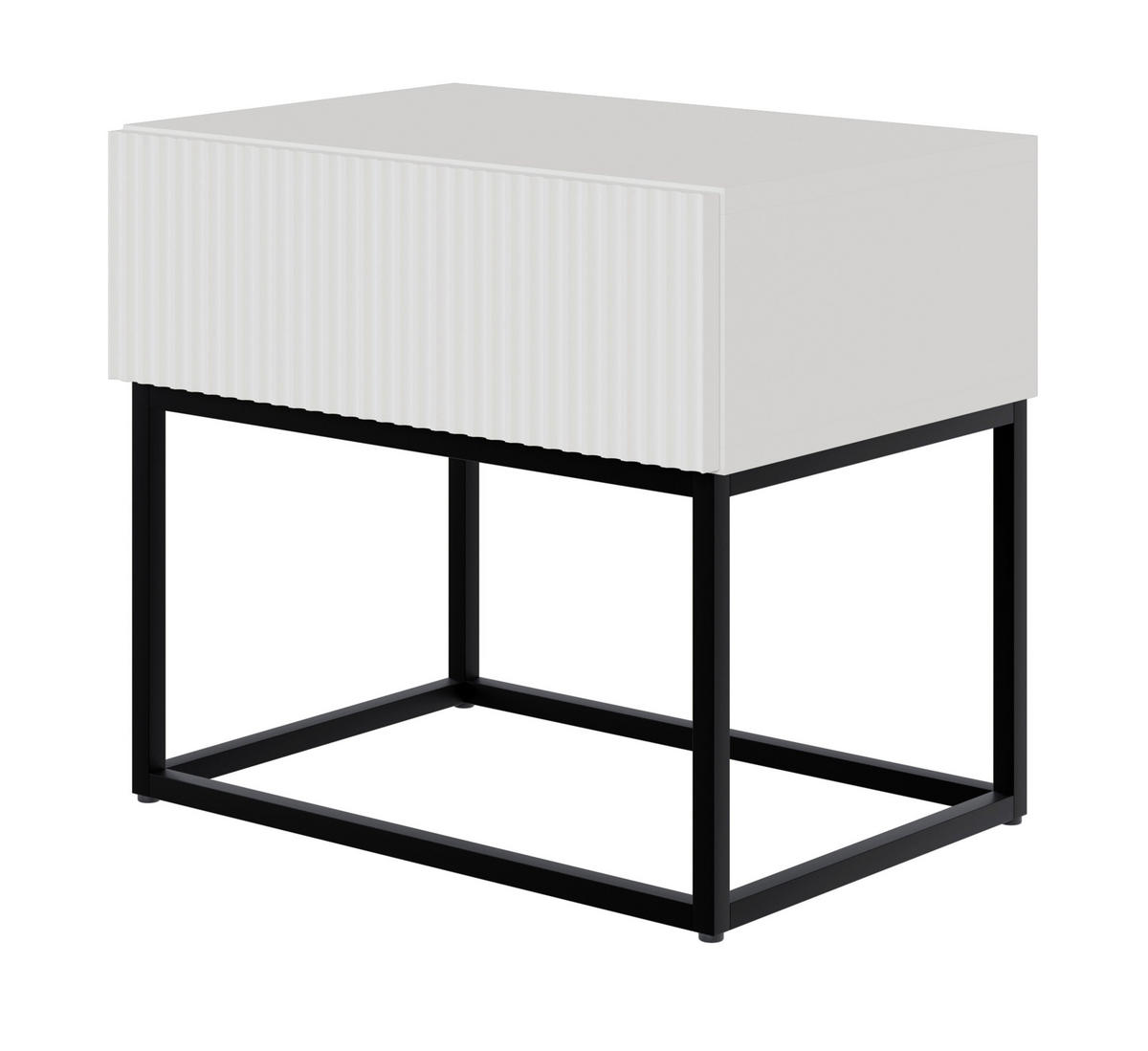 NACHTSCHRANK Veldio Weiß mit schwarzen Beinen 50 cm - Schwarz/Weiß, Holzwerkstoff/Metall (50/44/35.6cm) - Selsey