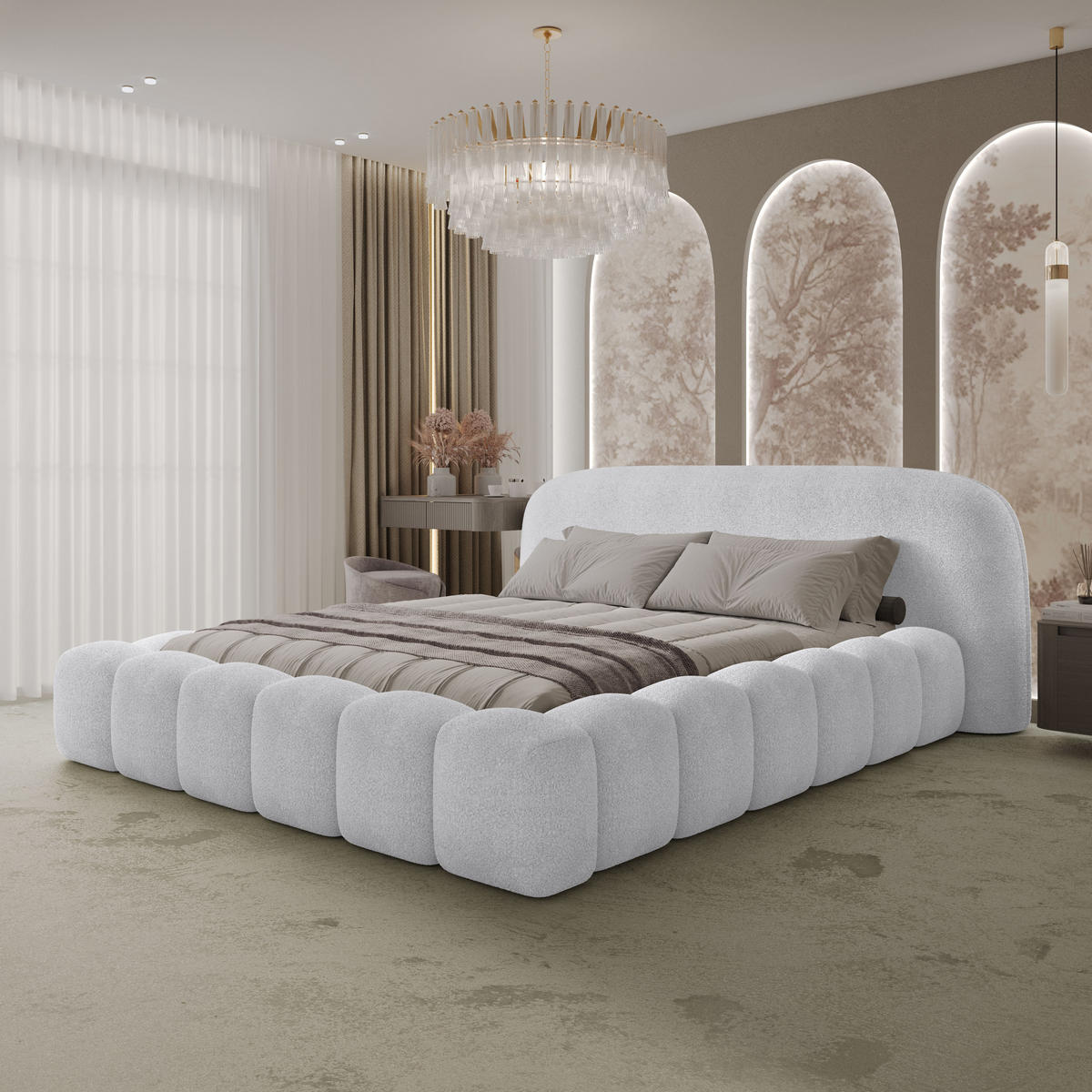 POLSTERBETT MORLEY 200x200 WEISS - Weiß, Textil/Metall (200/200cm) - Luxkor24