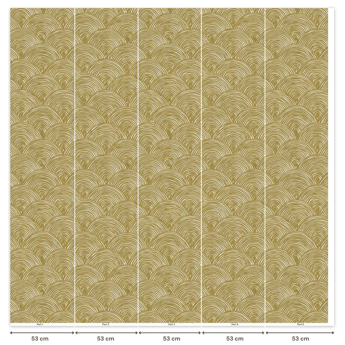 TAPETE - Fächer - Geometrisch - Grün - 280x260 cm - Goldfarben, Papier (280/260cm) - OnlyWow