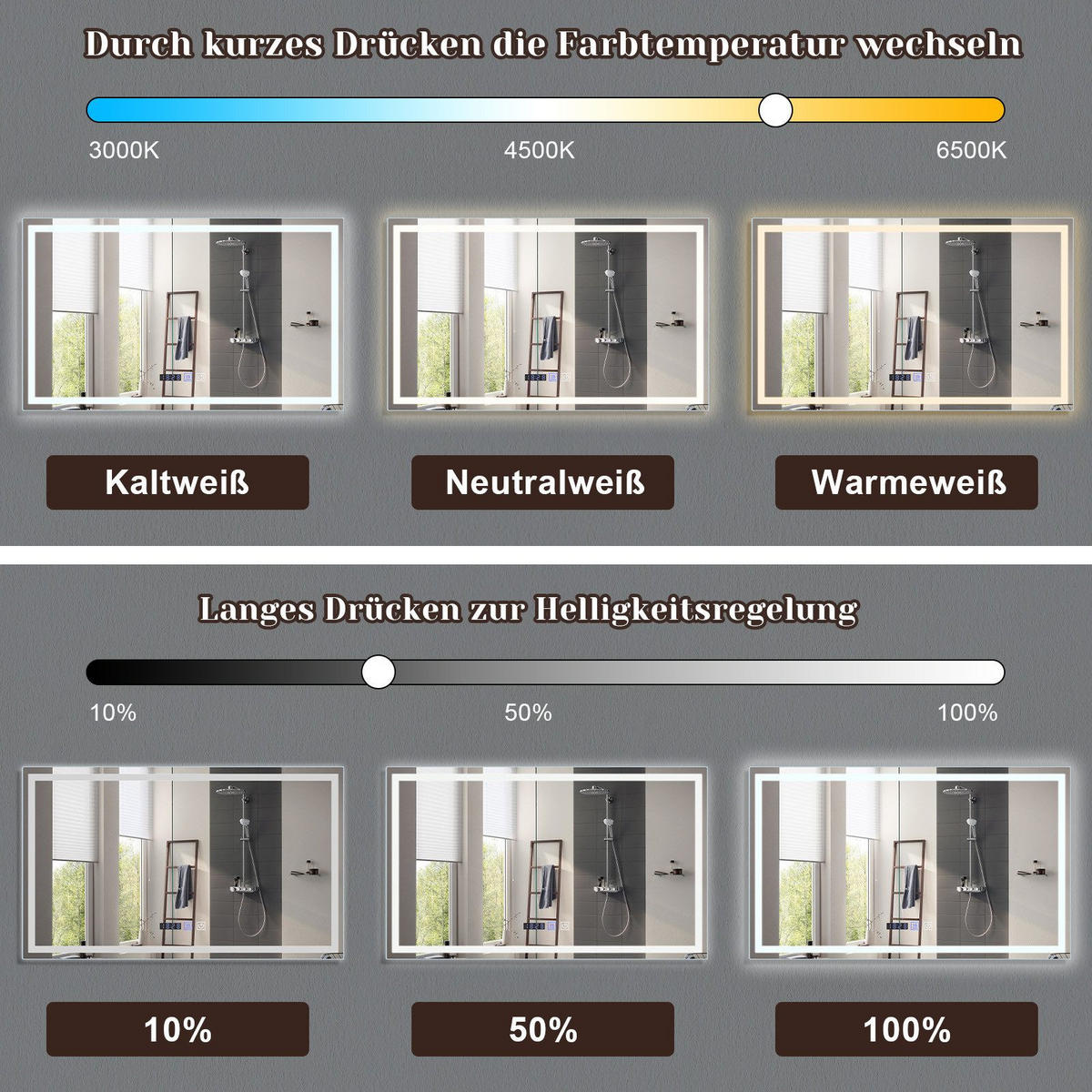 BADEZIMMERSPIEGEL Erfurt mit LED-Leuchte 100/60/2.5 cm - Weiß, Glas (60/2.5/100cm) - Nettlife