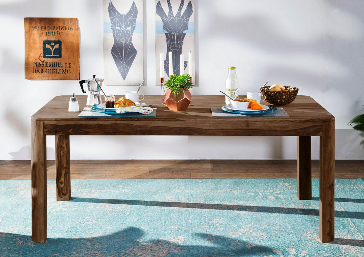 ESSTISCH Sheesham 200x100x76 smoked cherry gebeizt TORONTO #125 - Dunkelbraun, Holzwerkstoff (100/200/76cm) - Massivmoebel24