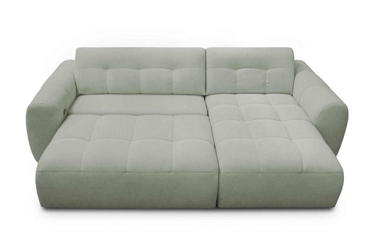 ECKSOFA LUMERO 4-Sitzer RECHTS, hellgrün - Schwarz/Hellgrün, Holz/Textil (275/166cm) - Courtois Laville