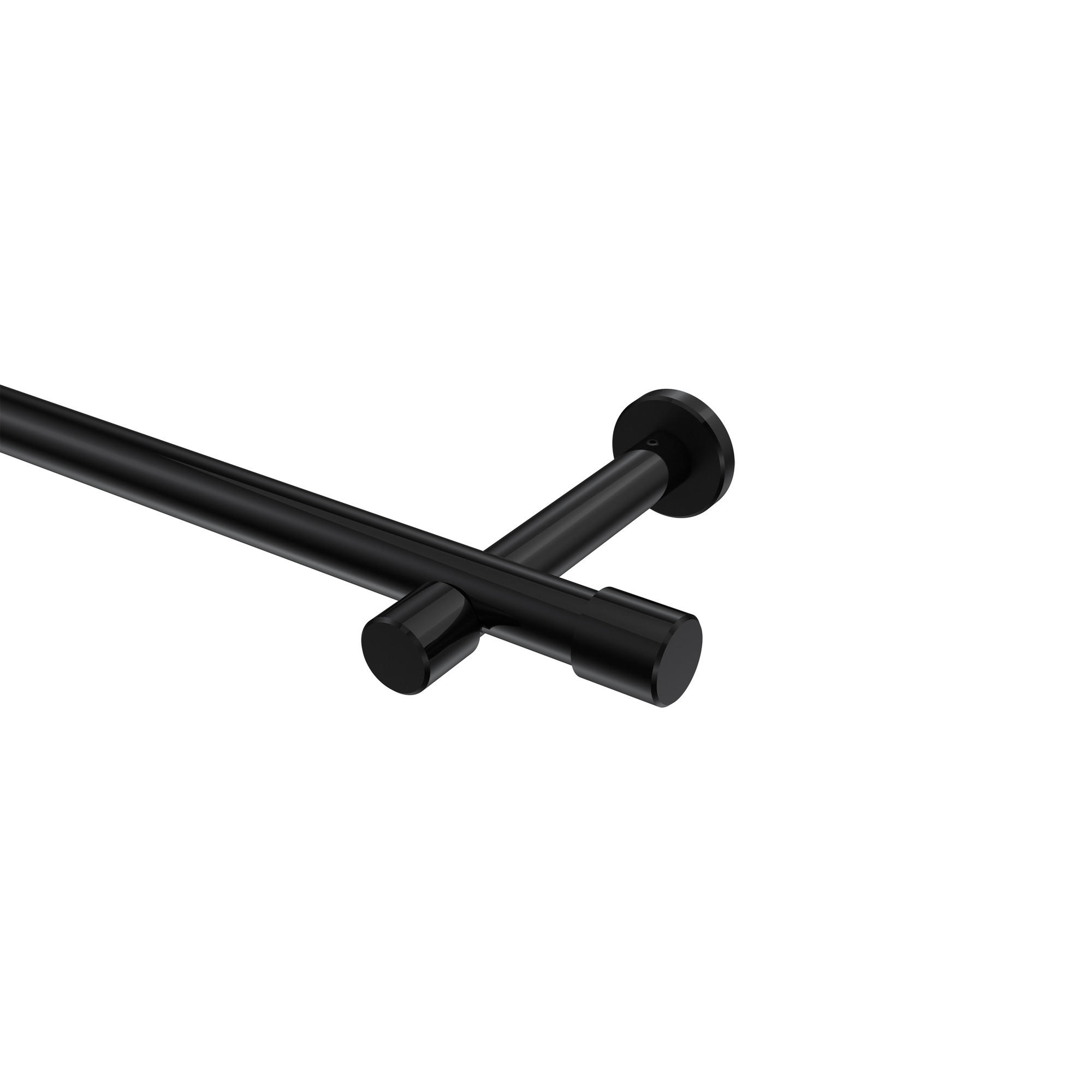 GARDINENSTANGEN-SET Prestige Santo 140 cm, 1-läufig (ohne Ringe), 20 mm Ø Schwarz - Schwarz, Metall (140cm) - INTERDECO
