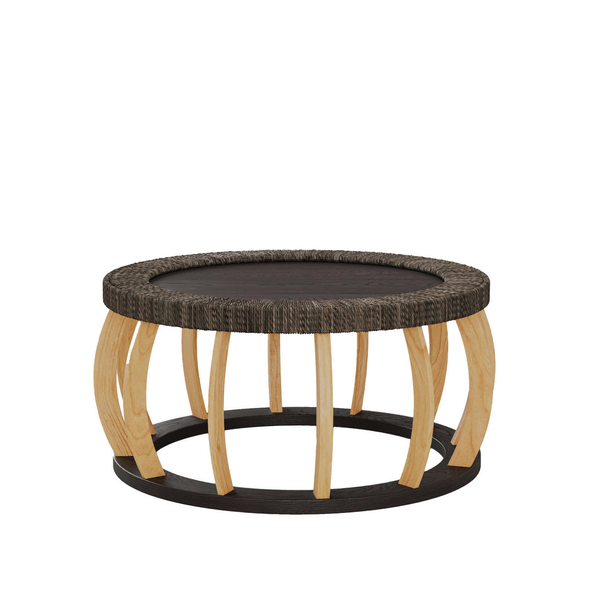 COUCHTISCH 90/90/43 cm in Schwarzbraun aus Massivholz und MDF mit Rundform - Schwarz, Holzwerkstoff (90/90/43cm) - OKMYHOME