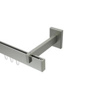 INNENLAUF-GARDINENSTANGEN-SET Smartline Paxo 180 cm, 1-läufig, 14x35 mm Edelstahl-Optik - Edelstahlfarben, Metall (180cm) - INTERDECO