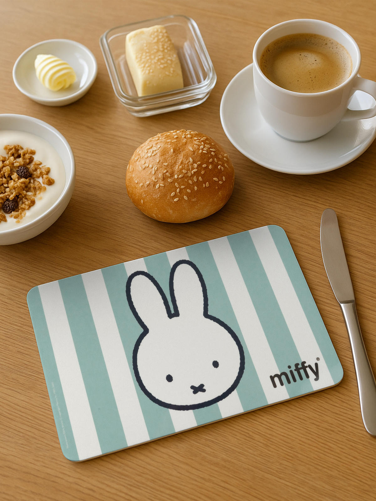 BRETTCHEN Miffy Hase Streifen Blau/Weiß 14,5 x 23,5 cm - Blau, Kunststoff (14.5/23.5cm) - United Labels