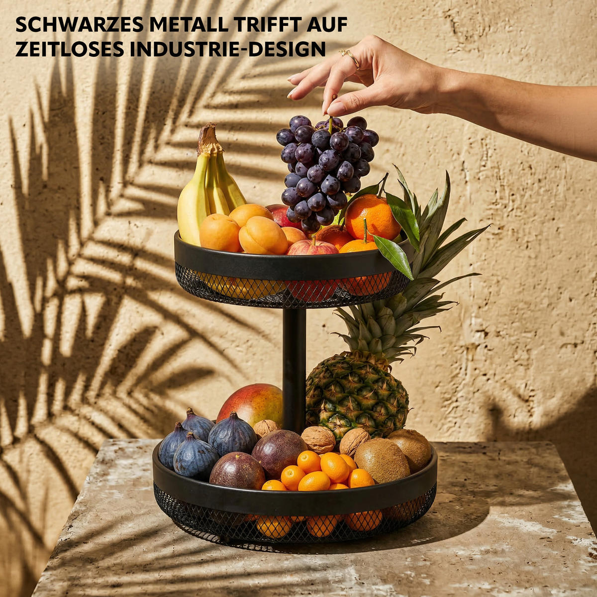 OBSTKORB, schwarz, Metall - Schwarz, Metall (31.5cm) - eluno