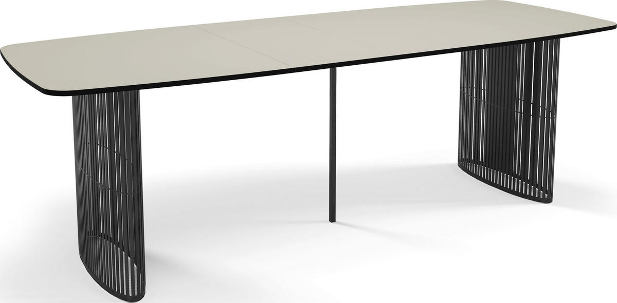 ESSTISCH Cavaro rechteckig oval ausziehbar, Beige Cashmere 200-276/90/76 cm - Kaschmir/Schwarz, Holzwerkstoff/Metall (200/90/76cm) - WFL GROUP