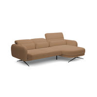 ECKSOFA Barillo – Verstellbare Rückenlehne, Stahlfüße, Elegante Armlehnen, Drei Rückenkissen, Freistehend, 261x170x97 cm – Rechte, Karamell - Creme, Holz/Textil (261/170cm) - DomoHome
