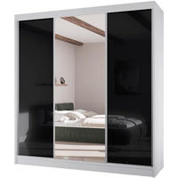SCHWEBETÜRENSCHRANK Velis II 200/61/215 weiß+schwarz - Schwarz/Weiß, Holzwerkstoff (200/215/61cm) - Beautysofa