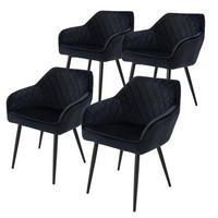 ESSZIMMERSTUHL Samt Schwarz 4er Set - Schwarz, Textil (63/80/60cm) - ML-DESIGN