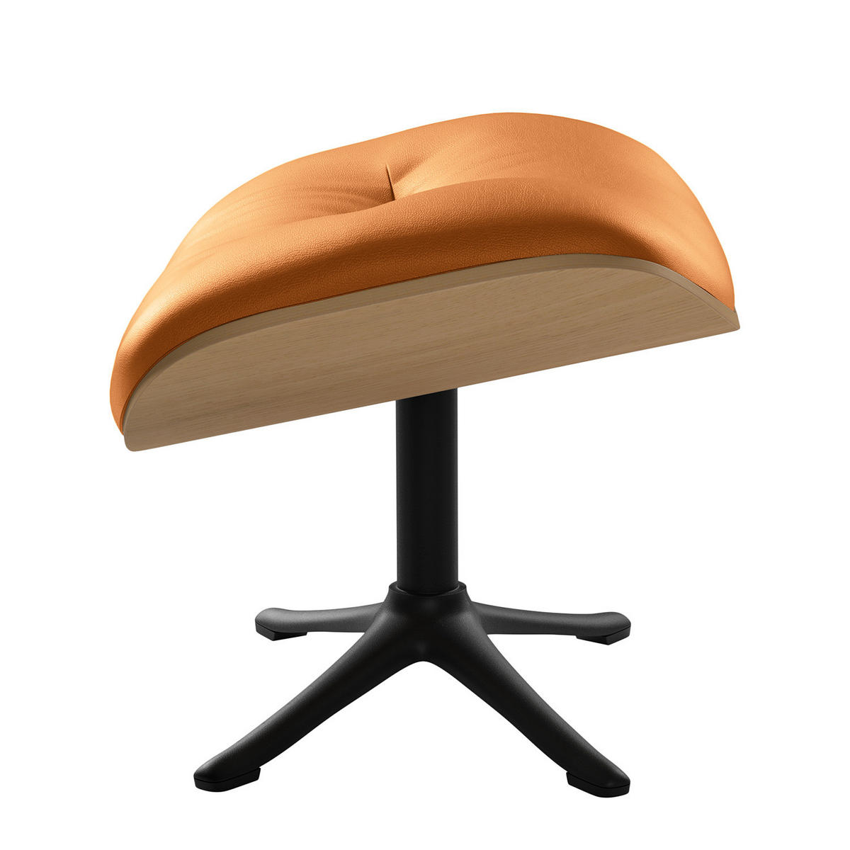 POLSTERHOCKER - Cognac/Schwarz, Leder/Metall (44/39/42cm) - home24