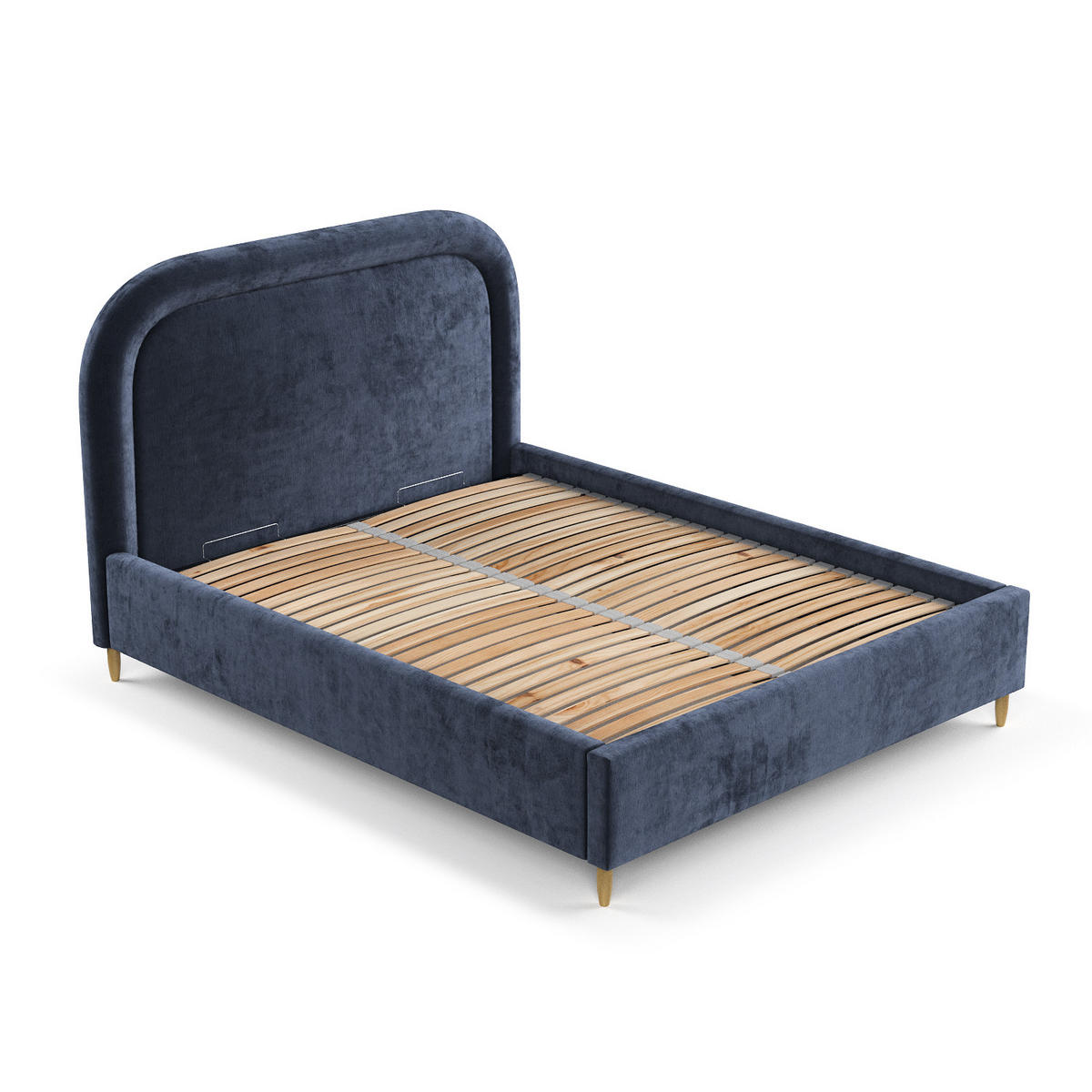 POLSTERBETT Mija Marineblau 160/200 cm im Chenille-Stoff - Naturfarben/Dunkelblau, Holz/Holzwerkstoff (160/200cm) - Maison de Reve