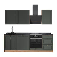 KÜCHENZEILE Fame-Line, Grün-Gold Landhaus/Goldkraft Eiche, 230 cm, AP Anthrazit - Honigeiche/Grün, Holzwerkstoff (230/206.8/60cm) - Vicco
