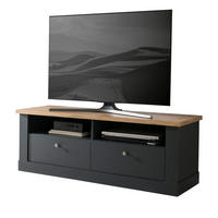 TV-LOWBOARD grau, Eiche Wotan, Landhaus 135 cm, TV Unterteil mit Soft-Close - Silberfarben/Eiche Wotan, Holzwerkstoff/Kunststoff (135/51/45cm) - Furn.Design